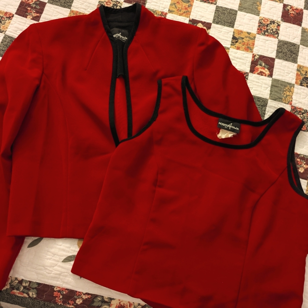 Red Statement Blazer & Tank
